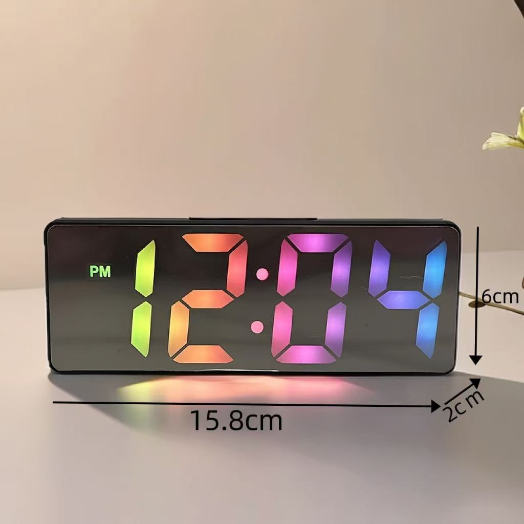 Digital alarm clock as bedroom decor with modern aesthetic