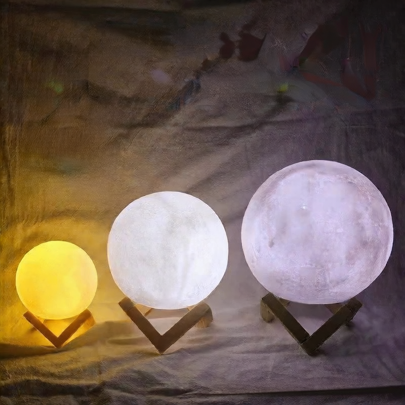 Lumora moon lamp showing hyper-realistic 3D crater surface texture