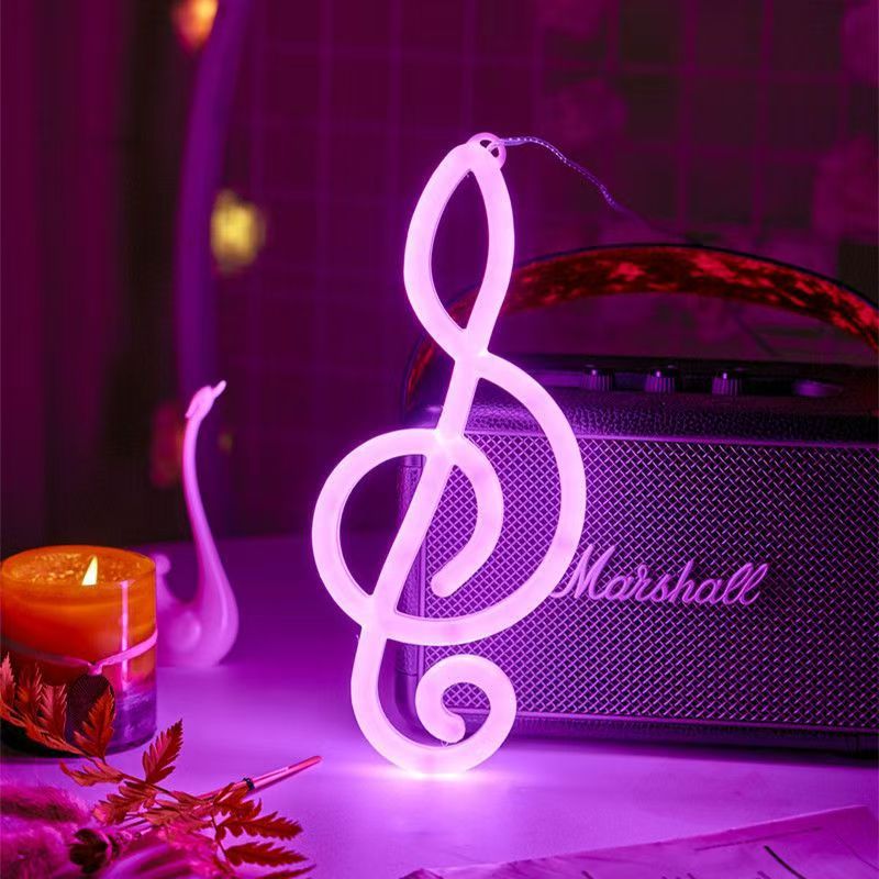 Neon light music note design