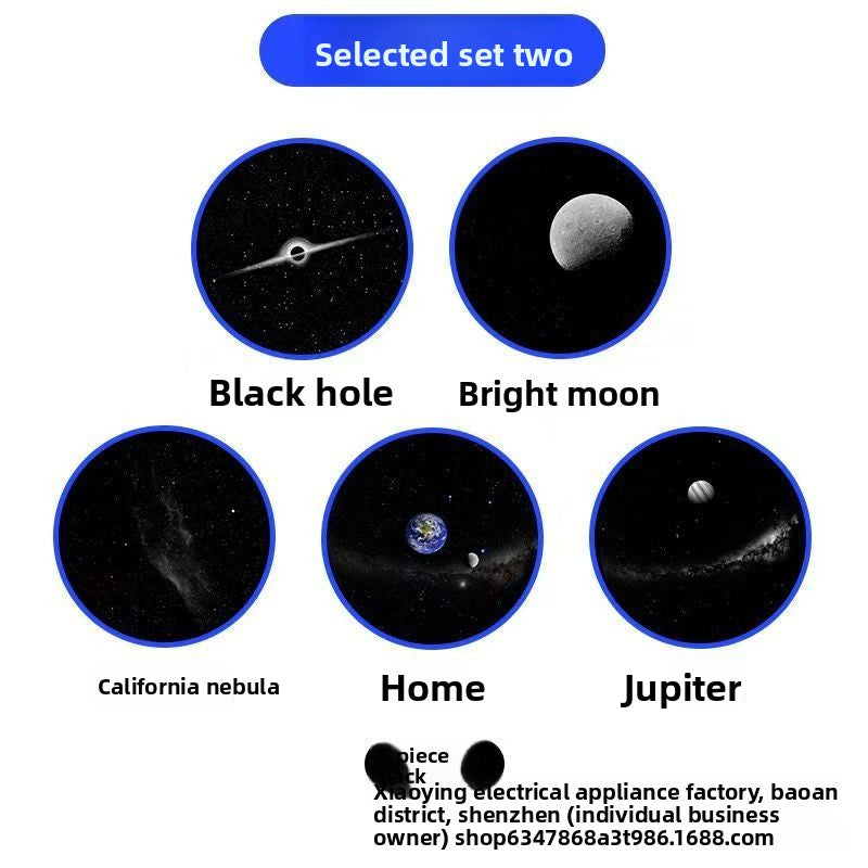 Night light projector powered on showing blue galaxy effect