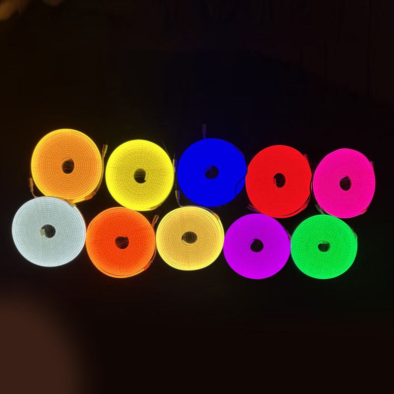 Neon silicone LED strip bending around corner of furniture
