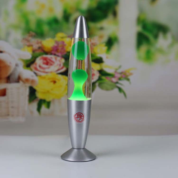 Lumora lava lamp green wax flowing in glass cylinder
