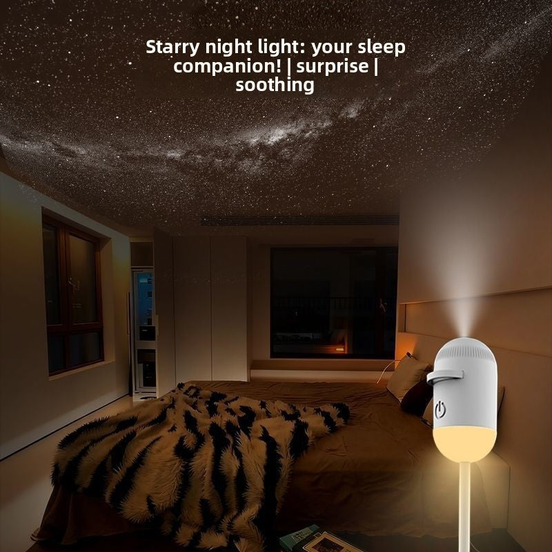 Mini star projector in hand showing compact size