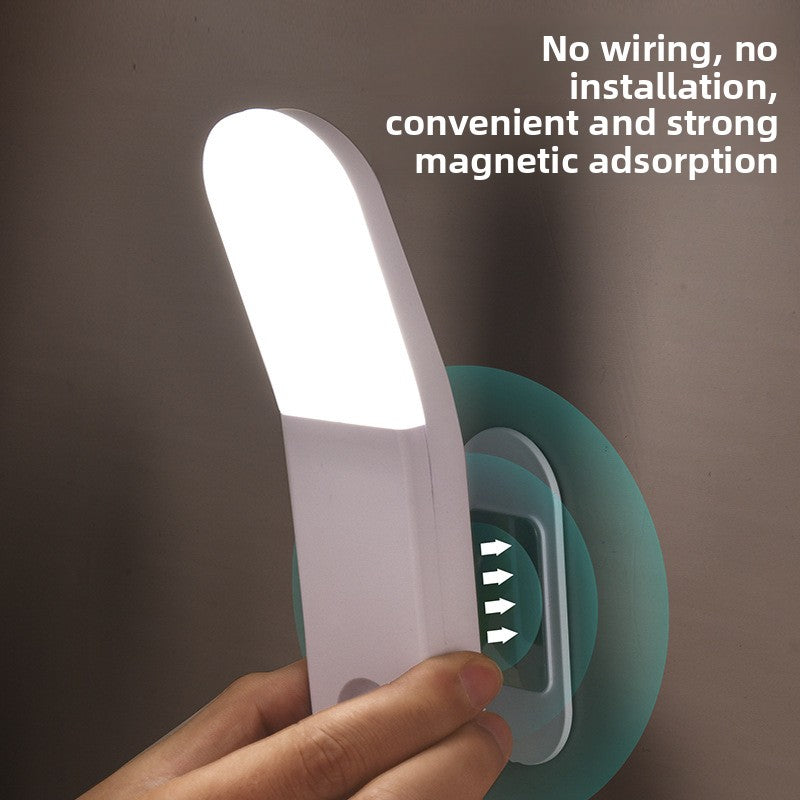 Wireless rechargeable night light in bedroom corridor at night