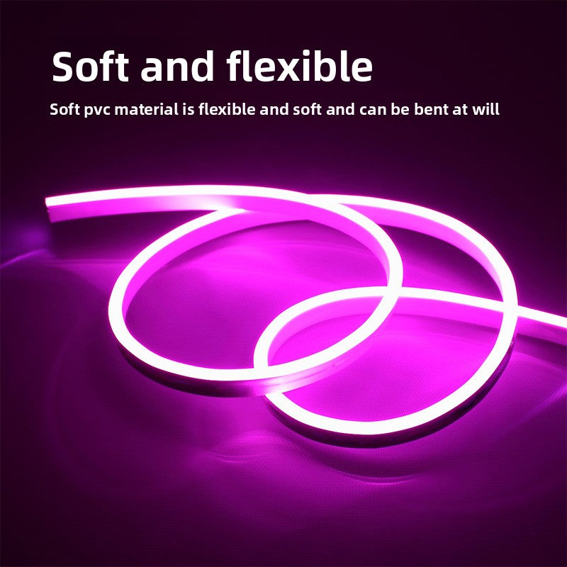 Flexible neon strip in warm white behind TV backlight