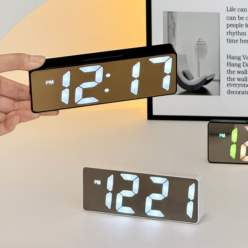 Modern LED alarm clock in black with bold digital display