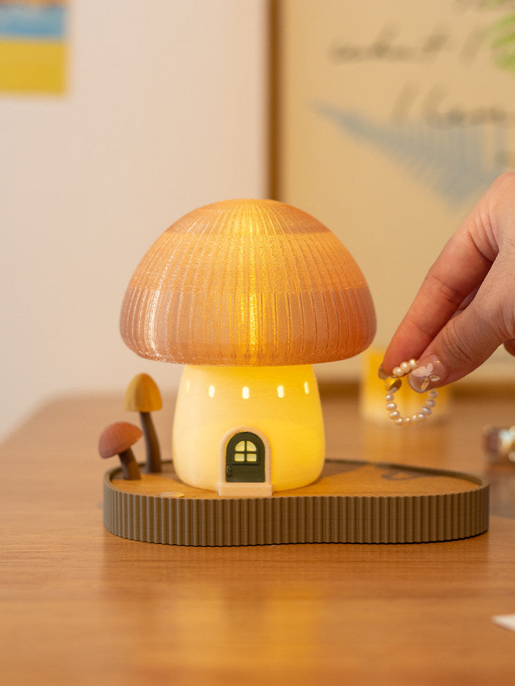 Mushroom cat ornament night light glowing in dark