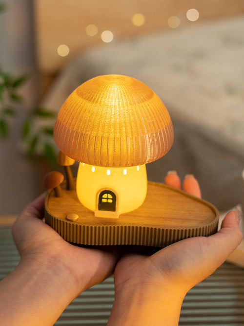 Mushroom lamp ornament with soft ambient LED glow